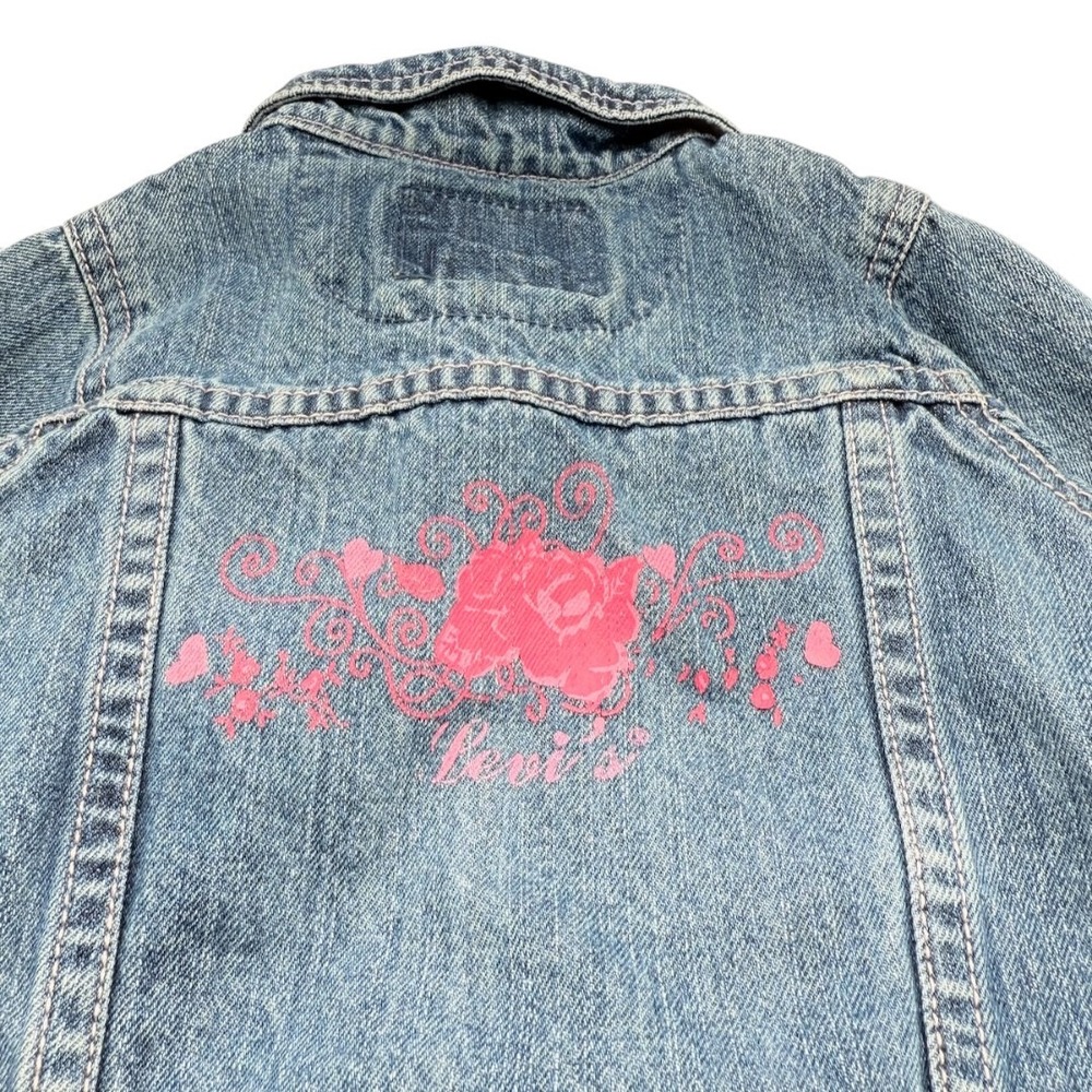 My 1st Levi's Denim Jean Jacket Trucker Pink Floral Vintage Y2K Kidcore Baby 18M - Picture 8 of 14